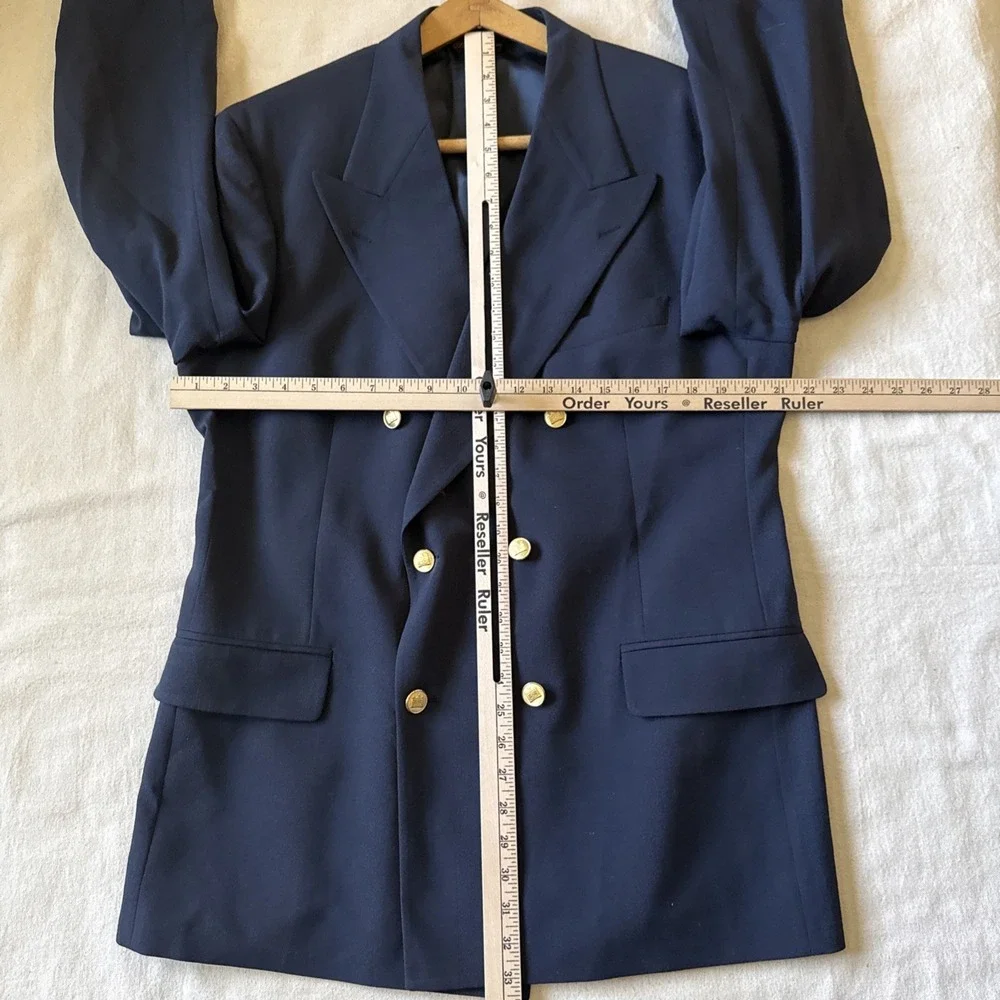 Brooks Brothers Double Breasted Blazer Mens 43R Navy Blue Gold Crest Buttons USA